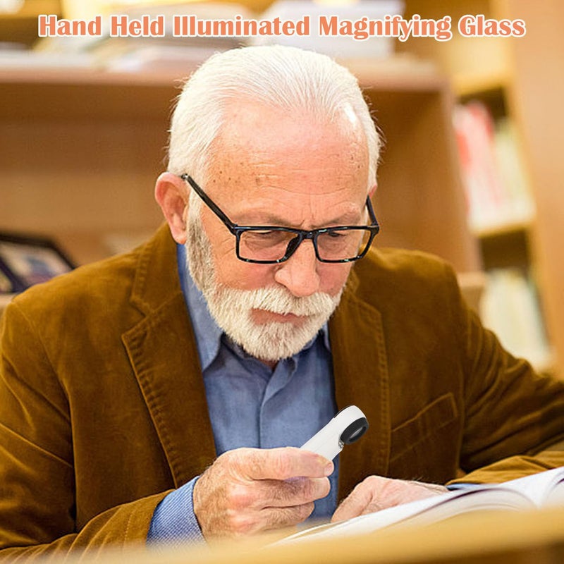 Rongon 40X Handheld Magnifier High Power Hand Held Illuminated Magnifying Glass Jeweler Eye Jewelry Loupe Leather Case for Reading Maps Jewelry Watch Repair Tool - Image 4